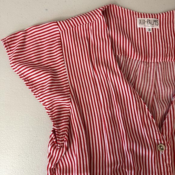 XIX Palms Hawaiian Red & White Striped Set Pants Shirt Women's Size Medium - Picture 6 of 7